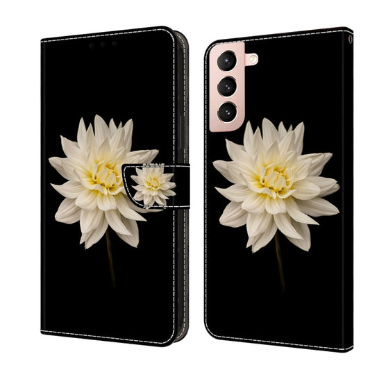 For Samsung Galaxy S21 Crystal 3D Shockproof Protective Leather Phone Case(White Flower) - Galaxy S21 5G Cases by buy2fix | Online Shopping UK | buy2fix