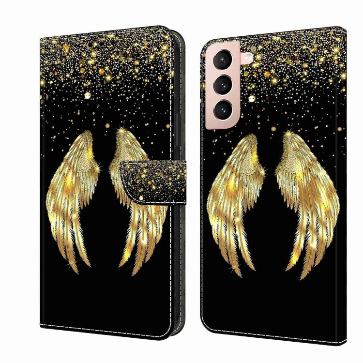 For Samsung Galaxy S21 Crystal 3D Shockproof Protective Leather Phone Case(Golden Wings) - Galaxy S21 5G Cases by buy2fix | Online Shopping UK | buy2fix