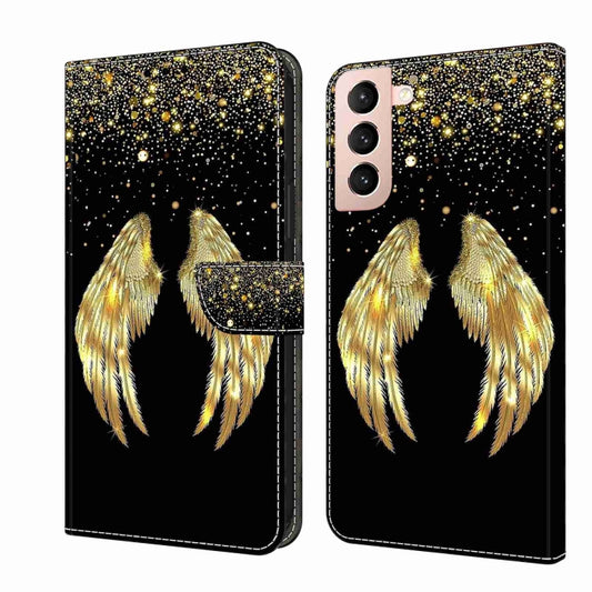For Samsung Galaxy S21 Crystal 3D Shockproof Protective Leather Phone Case(Golden Wings) - Galaxy S21 5G Cases by buy2fix | Online Shopping UK | buy2fix