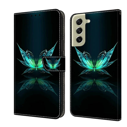 For Samsung Galaxy S21 FE 5G Crystal 3D Shockproof Protective Leather Phone Case(Reflection Dutterfly) by buy2fix