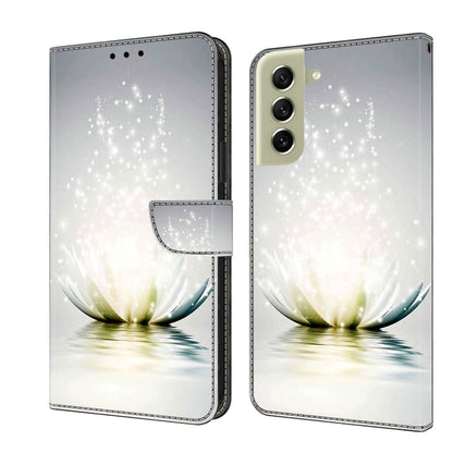 For Samsung Galaxy S21 FE 5G Crystal 3D Shockproof Protective Leather Phone Case(Light Lotus) by buy2fix
