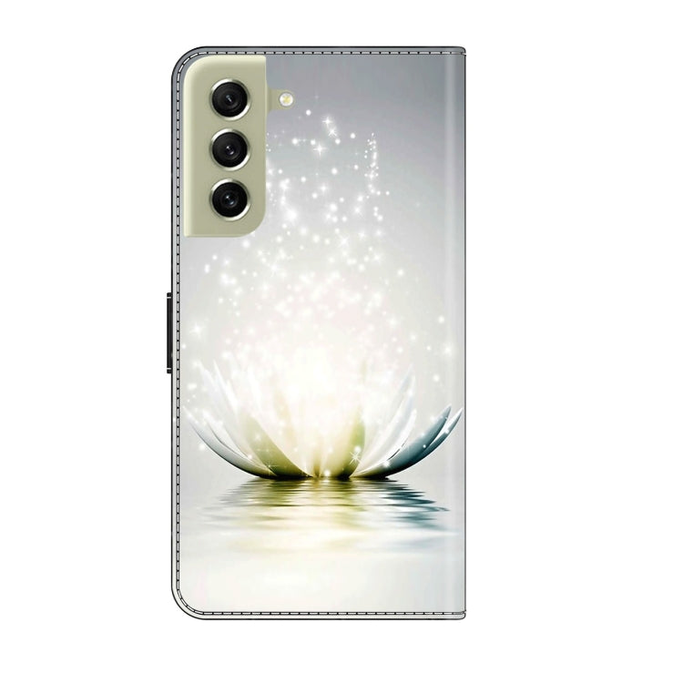 For Samsung Galaxy S21 FE 5G Crystal 3D Shockproof Protective Leather Phone Case(Light Lotus) by buy2fix