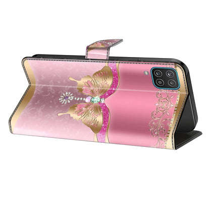 For Samsung Galaxy S21 FE 5G Crystal 3D Shockproof Protective Leather Phone Case(Pink Bottom Butterfly) by buy2fix