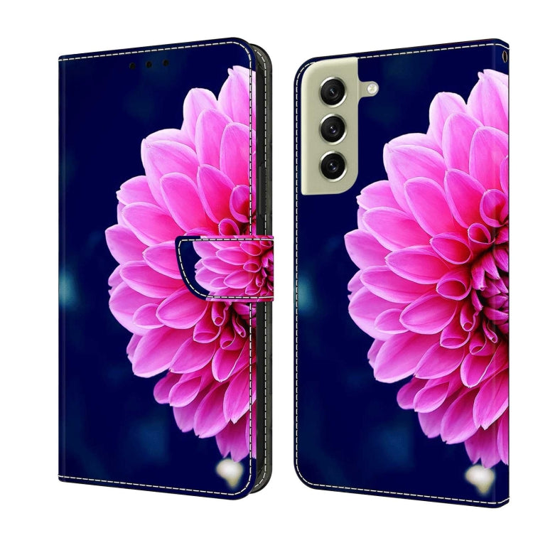 For Samsung Galaxy S21 FE 5G Crystal 3D Shockproof Protective Leather Phone Case(Pink Petals) by buy2fix