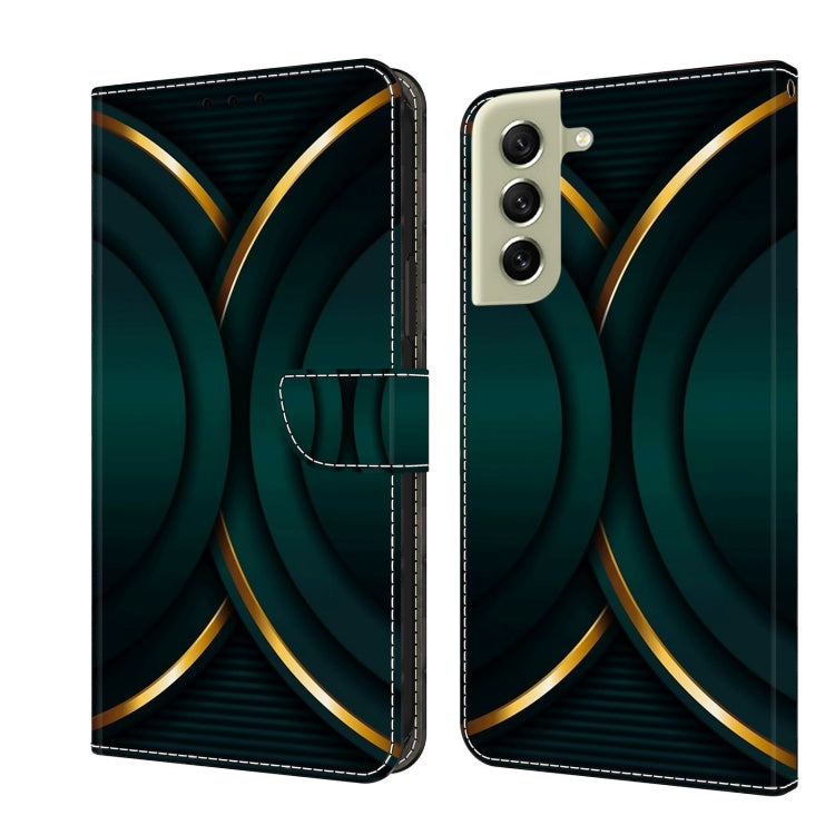 For Samsung Galaxy S21 FE 5G Crystal 3D Shockproof Protective Leather Phone Case(Gold Outline) by buy2fix