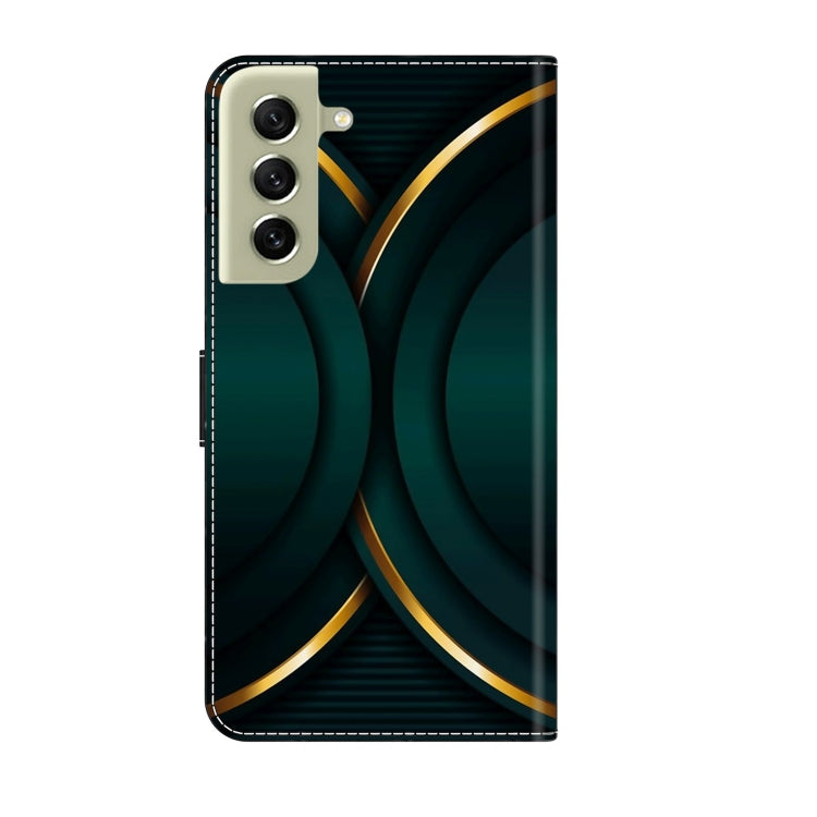 For Samsung Galaxy S21 FE 5G Crystal 3D Shockproof Protective Leather Phone Case(Gold Outline) by buy2fix