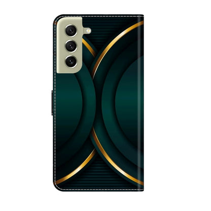 For Samsung Galaxy S21 FE 5G Crystal 3D Shockproof Protective Leather Phone Case(Gold Outline) by buy2fix