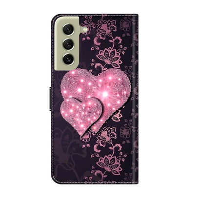 For Samsung Galaxy S21 FE 5G Crystal 3D Shockproof Protective Leather Phone Case(Lace Love) by buy2fix