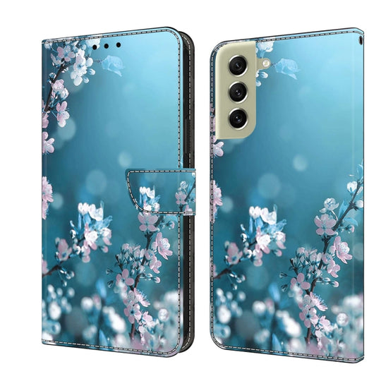 For Samsung Galaxy S21 FE 5G Crystal 3D Shockproof Protective Leather Phone Case(Plum Flower)