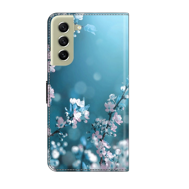 For Samsung Galaxy S21 FE 5G Crystal 3D Shockproof Protective Leather Phone Case(Plum Flower) by buy2fix