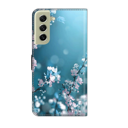 For Samsung Galaxy S21 FE 5G Crystal 3D Shockproof Protective Leather Phone Case(Plum Flower) by buy2fix