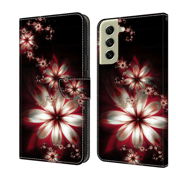 For Samsung Galaxy S21 FE 5G Crystal 3D Shockproof Protective Leather Phone Case(Fantastic Flower) by buy2fix