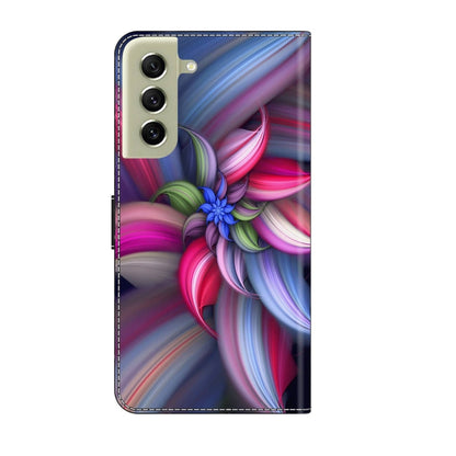 For Samsung Galaxy S21 FE 5G Crystal 3D Shockproof Protective Leather Phone Case(Colorful Flower) by buy2fix