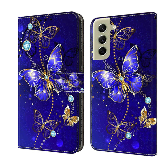 For Samsung Galaxy S21 FE 5G Crystal 3D Shockproof Protective Leather Phone Case(Diamond Butterfly) by buy2fix