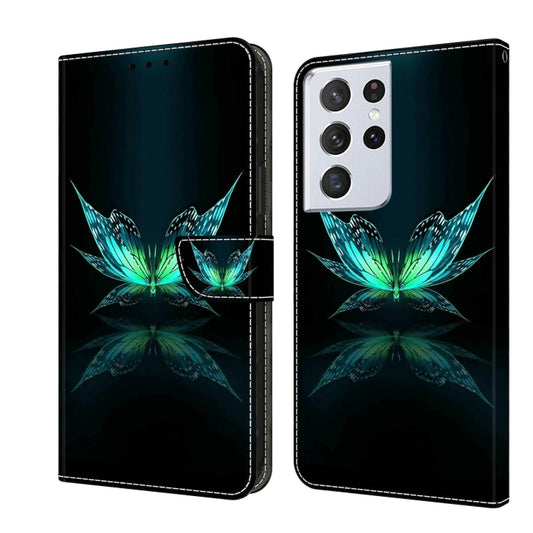 For Samsung Galaxy S21 Ultra Crystal 3D Shockproof Protective Leather Phone Case(Reflection Dutterfly) - Galaxy S21 Ultra 5G Cases by buy2fix | Online Shopping UK | buy2fix