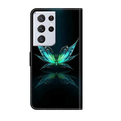 For Samsung Galaxy S21 Ultra Crystal 3D Shockproof Protective Leather Phone Case(Reflection Dutterfly) - Galaxy S21 Ultra 5G Cases by buy2fix | Online Shopping UK | buy2fix