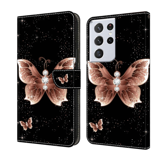 For Samsung Galaxy S21 Ultra Crystal 3D Shockproof Protective Leather Phone Case(Pink Diamond Butterfly) - Galaxy S21 Ultra 5G Cases by buy2fix | Online Shopping UK | buy2fix