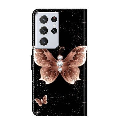 For Samsung Galaxy S21 Ultra Crystal 3D Shockproof Protective Leather Phone Case(Pink Diamond Butterfly) - Galaxy S21 Ultra 5G Cases by buy2fix | Online Shopping UK | buy2fix