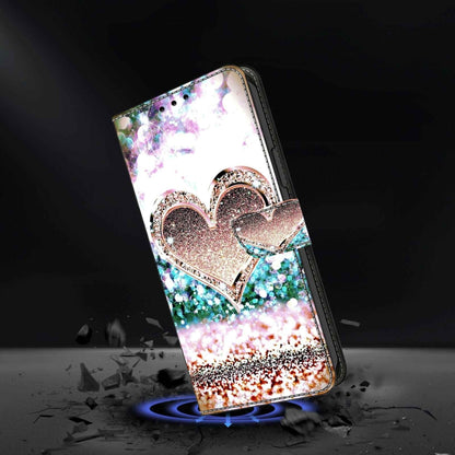 For Samsung Galaxy S21 Ultra Crystal 3D Shockproof Protective Leather Phone Case(Pink Diamond Heart) - Galaxy S21 Ultra 5G Cases by buy2fix | Online Shopping UK | buy2fix