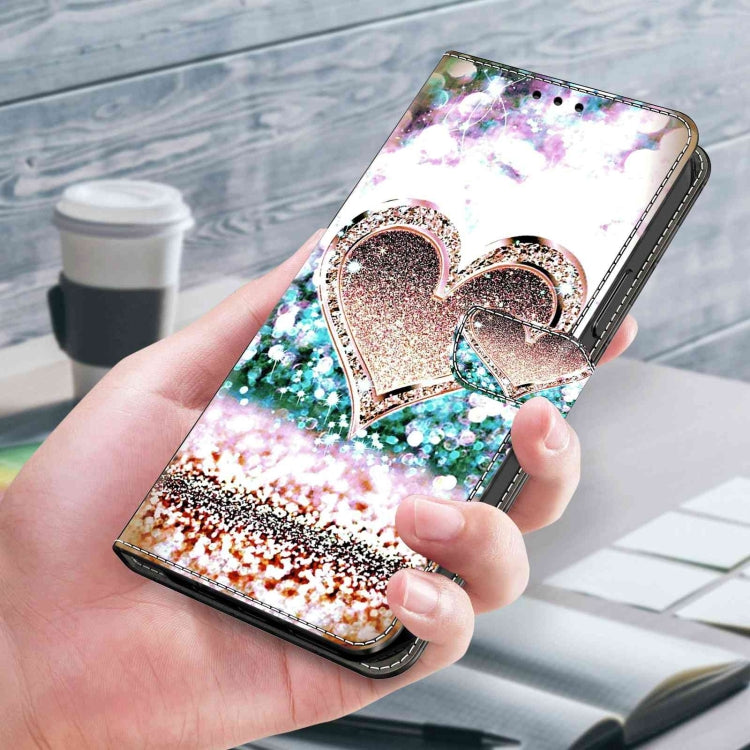 For Samsung Galaxy S21 Ultra Crystal 3D Shockproof Protective Leather Phone Case(Pink Diamond Heart) - Galaxy S21 Ultra 5G Cases by buy2fix | Online Shopping UK | buy2fix
