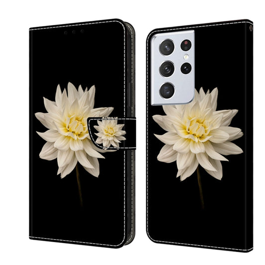 For Samsung Galaxy S21 Ultra Crystal 3D Shockproof Protective Leather Phone Case(White Flower) - Galaxy S21 Ultra 5G Cases by buy2fix | Online Shopping UK | buy2fix