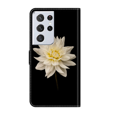 For Samsung Galaxy S21 Ultra Crystal 3D Shockproof Protective Leather Phone Case(White Flower) - Galaxy S21 Ultra 5G Cases by buy2fix | Online Shopping UK | buy2fix