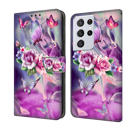 For Samsung Galaxy S21 Ultra Crystal 3D Shockproof Protective Leather Phone Case(Butterfly) - Galaxy S21 Ultra 5G Cases by buy2fix | Online Shopping UK | buy2fix