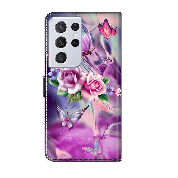 For Samsung Galaxy S21 Ultra Crystal 3D Shockproof Protective Leather Phone Case(Butterfly) - Galaxy S21 Ultra 5G Cases by buy2fix | Online Shopping UK | buy2fix