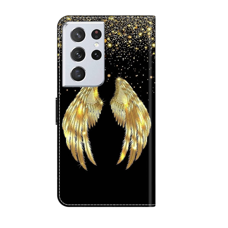 For Samsung Galaxy S21 Ultra Crystal 3D Shockproof Protective Leather Phone Case(Golden Wings) - Galaxy S21 Ultra 5G Cases by buy2fix | Online Shopping UK | buy2fix