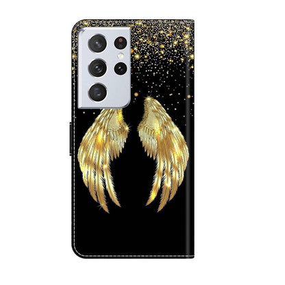 For Samsung Galaxy S21 Ultra Crystal 3D Shockproof Protective Leather Phone Case(Golden Wings) - Galaxy S21 Ultra 5G Cases by buy2fix | Online Shopping UK | buy2fix