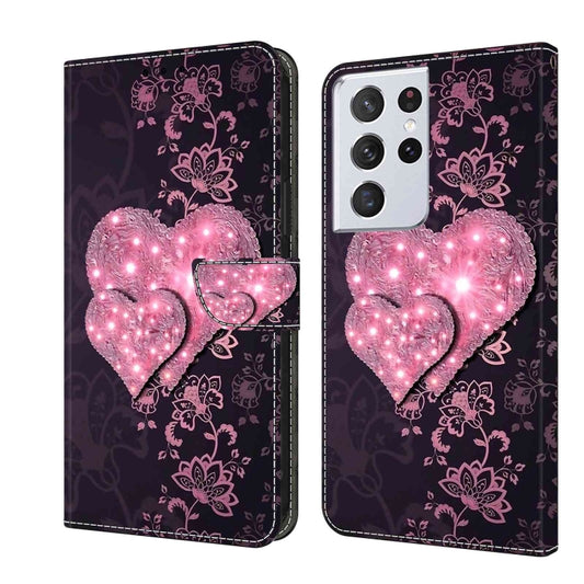 For Samsung Galaxy S21 Ultra Crystal 3D Shockproof Protective Leather Phone Case(Lace Love) - Galaxy S21 Ultra 5G Cases by buy2fix | Online Shopping UK | buy2fix