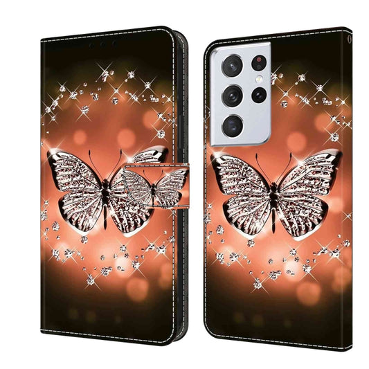 For Samsung Galaxy S21 Ultra Crystal 3D Shockproof Protective Leather Phone Case(Crystal Butterfly) - Galaxy S21 Ultra 5G Cases by buy2fix | Online Shopping UK | buy2fix