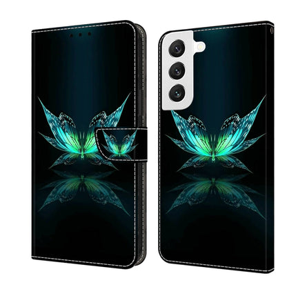 For Samsung Galaxy S22 Crystal 3D Shockproof Protective Leather Phone Case(Reflection Dutterfly) - Galaxy S22 5G Cases by buy2fix | Online Shopping UK | buy2fix