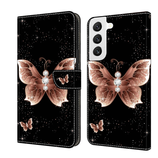 For Samsung Galaxy S22 Crystal 3D Shockproof Protective Leather Phone Case(Pink Diamond Butterfly) - Galaxy S22 5G Cases by buy2fix | Online Shopping UK | buy2fix