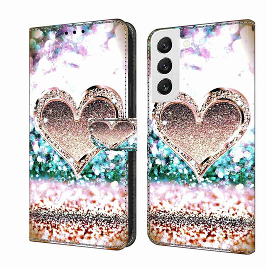 For Samsung Galaxy S22 Crystal 3D Shockproof Protective Leather Phone Case(Pink Diamond Heart) - Galaxy S22 5G Cases by buy2fix | Online Shopping UK | buy2fix