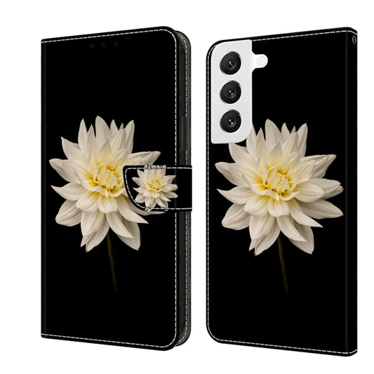 For Samsung Galaxy S22 Crystal 3D Shockproof Protective Leather Phone Case(White Flower) - Galaxy S22 5G Cases by buy2fix | Online Shopping UK | buy2fix