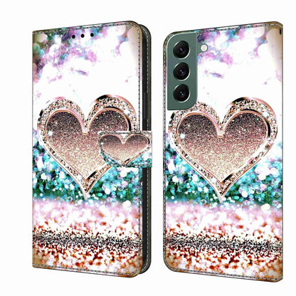 For Samsung Galaxy S22+ Crystal 3D Shockproof Protective Leather Phone Case(Pink Diamond Heart) - Galaxy S22+ 5G Cases by buy2fix | Online Shopping UK | buy2fix