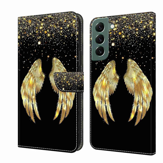 For Samsung Galaxy S22+ Crystal 3D Shockproof Protective Leather Phone Case(Golden Wings) - Galaxy S22+ 5G Cases by buy2fix | Online Shopping UK | buy2fix