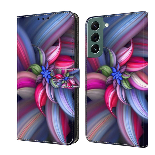 For Samsung Galaxy S22+ Crystal 3D Shockproof Protective Leather Phone Case(Colorful Flower)