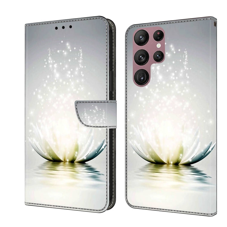 For Samsung Galaxy S22 Ultra Crystal 3D Shockproof Protective Leather Phone Case(Light Lotus) by buy2fix