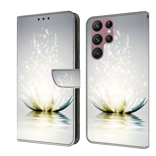 For Samsung Galaxy S22 Ultra Crystal 3D Shockproof Protective Leather Phone Case(Light Lotus) by buy2fix