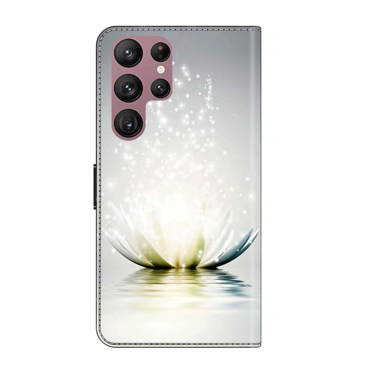 For Samsung Galaxy S22 Ultra Crystal 3D Shockproof Protective Leather Phone Case(Light Lotus) by buy2fix