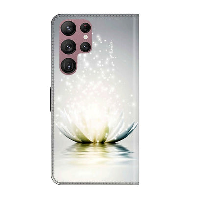 For Samsung Galaxy S22 Ultra Crystal 3D Shockproof Protective Leather Phone Case(Light Lotus) by buy2fix