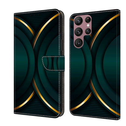 For Samsung Galaxy S22 Ultra Crystal 3D Shockproof Protective Leather Phone Case(Gold Outline) by buy2fix