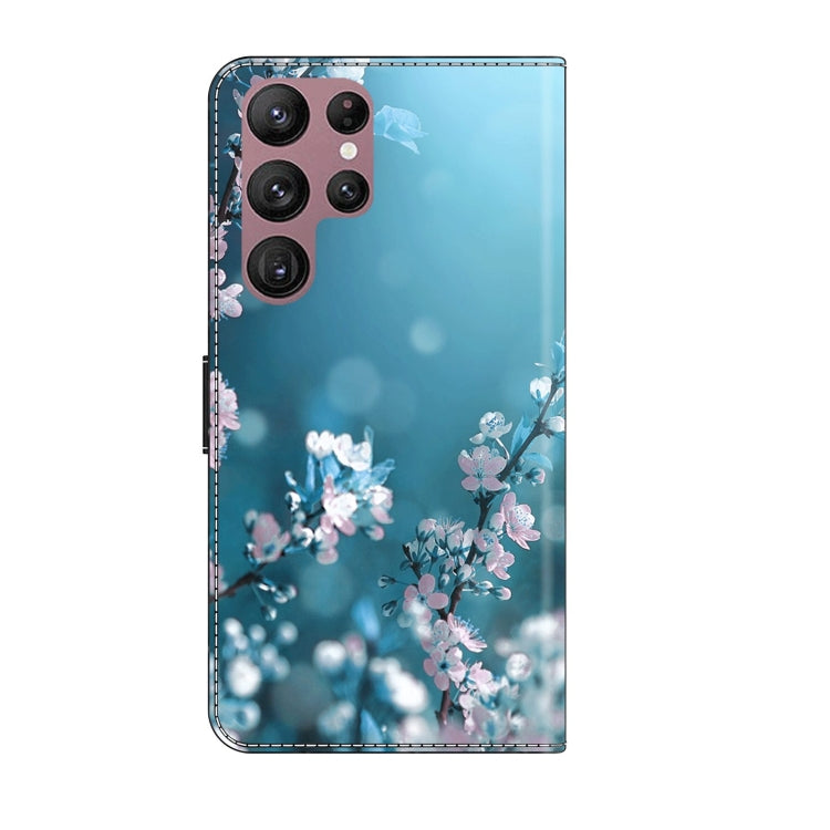 For Samsung Galaxy S22 Ultra Crystal 3D Shockproof Protective Leather Phone Case(Plum Flower) by buy2fix