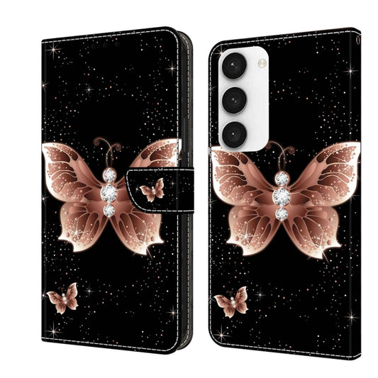 For Samsung Galaxy S23 Crystal 3D Shockproof Protective Leather Phone Case(Pink Diamond Butterfly) - Galaxy S23 5G Cases by buy2fix | Online Shopping UK | buy2fix