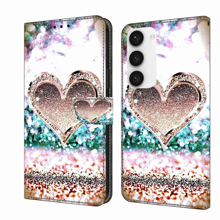 For Samsung Galaxy S23 Crystal 3D Shockproof Protective Leather Phone Case(Pink Diamond Heart) - Galaxy S23 5G Cases by buy2fix | Online Shopping UK | buy2fix