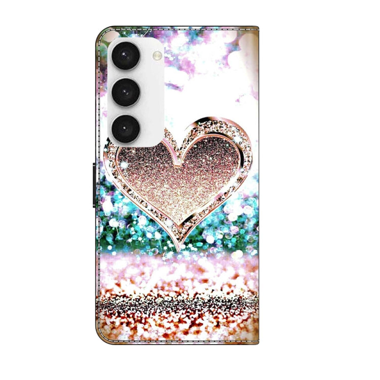 For Samsung Galaxy S23 Crystal 3D Shockproof Protective Leather Phone Case(Pink Diamond Heart) - Galaxy S23 5G Cases by buy2fix | Online Shopping UK | buy2fix