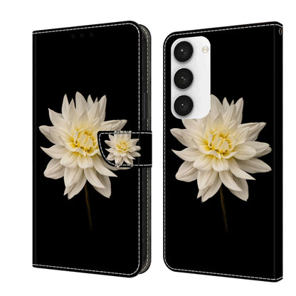 For Samsung Galaxy S23 Crystal 3D Shockproof Protective Leather Phone Case(White Flower) - Galaxy S23 5G Cases by buy2fix | Online Shopping UK | buy2fix