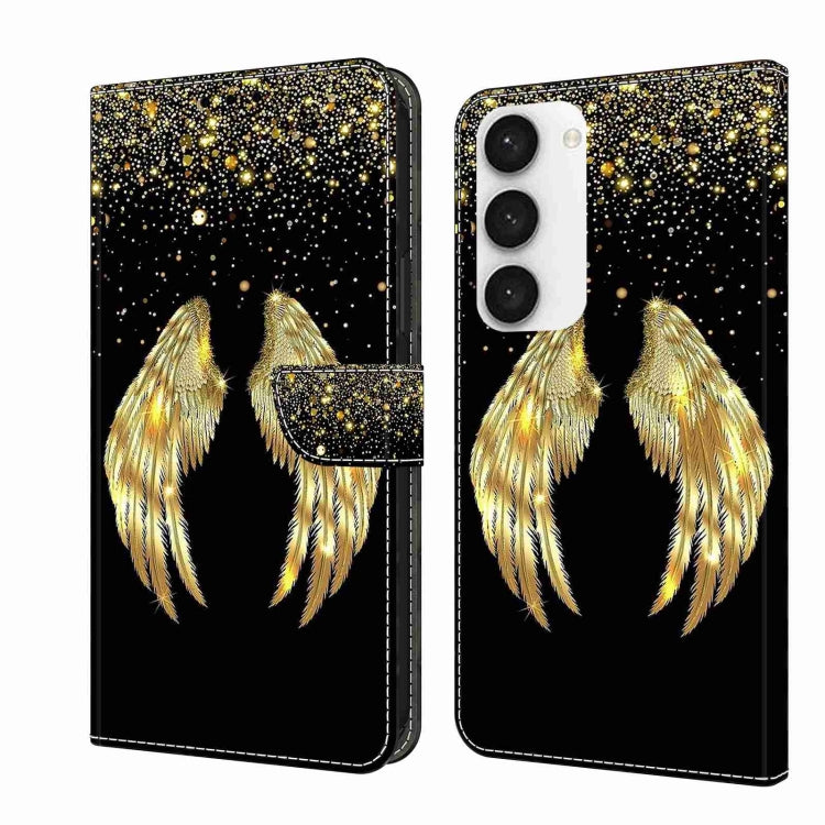 For Samsung Galaxy S23 Crystal 3D Shockproof Protective Leather Phone Case(Golden Wings) - Galaxy S23 5G Cases by buy2fix | Online Shopping UK | buy2fix